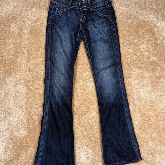 Hudson Women’s Dark Wash Denim Flare Bootcut Stretch Flap Pockets USA Made Sz 28 - Picture 4 of 7